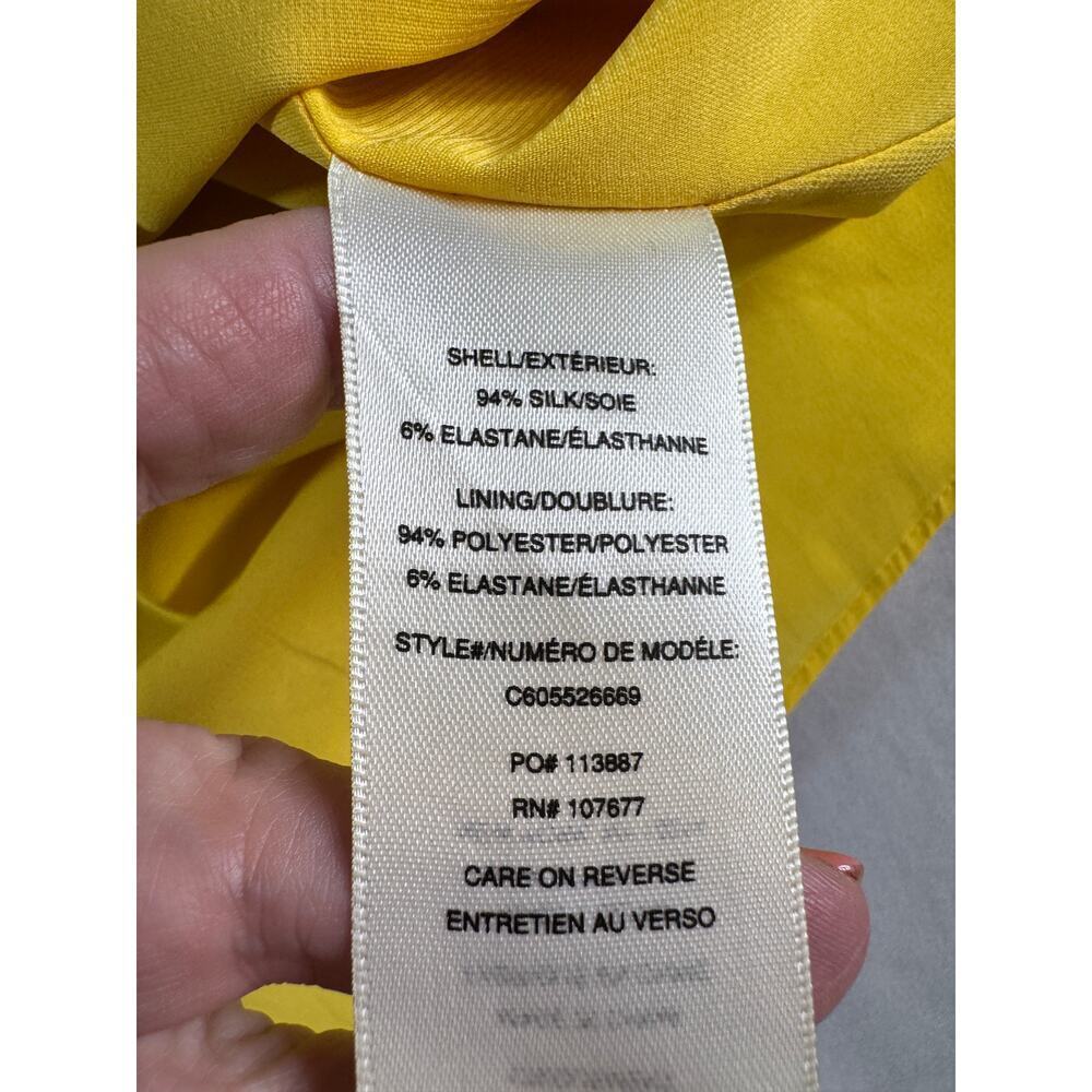 Alice + Olivia Dress Womens 4 Yellow Silk Racerback Mini Shift Zip Back Lined - Picture 5 of 8
